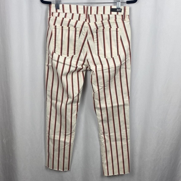 Kut from the Kloth Reese High Rise Ankle Straight Raw Hem Ivory/Right - Size 2 - Picture 11 of 14